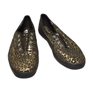Keds Chillax Metallic Gold & Black Floral/Animal Print Sneakers